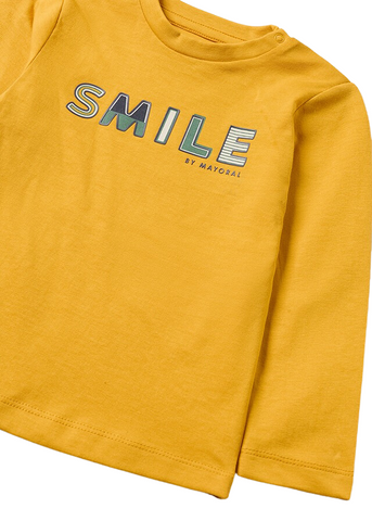 Bluza pentru Baietei, Galbena cu Maneca Lunga si Inscriptie Smile 108 Mayoral