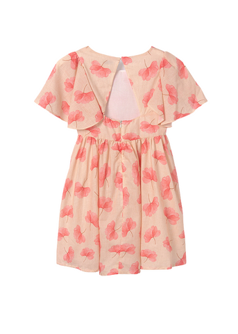 Cream Dress with Salmon Flower Print 6945 Mayoral