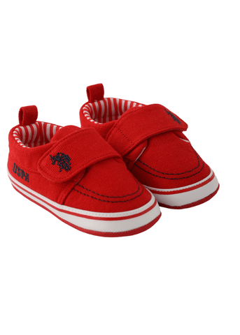 Red Sports Shoes with Velcro Closure and Logo 1810 V1 Us Polo Assn