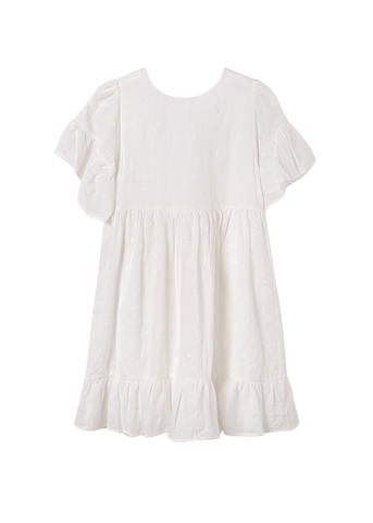 Embroidered Cotton Dress, Ivory with Short Sleeve 6950 Mayoral