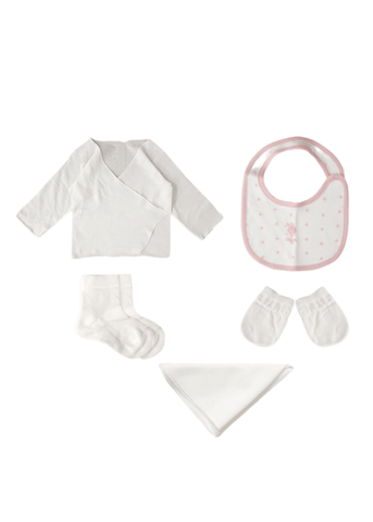 10 Piece Maternity Set, Cream with Pink Stars and Polka Dot Print 1934 V1 Us Polo Assn