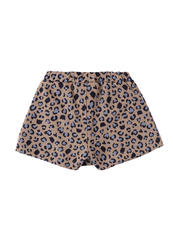 Shorts for Girls, Beige with Blue Leopard Print 7735 Miniband