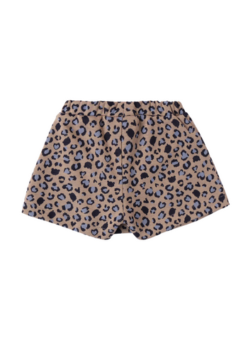 Pantaloni Scurti pentru Fetite, Bej cu Imprimeu Albastru Leopard 7735 Minibanda