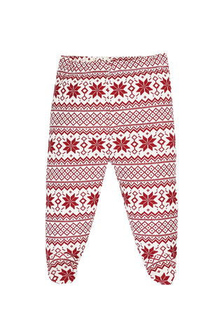 Boys Cotton 2 Piece Set, Ivory Body and Red Print Pants with Booties 2179 Mother Love