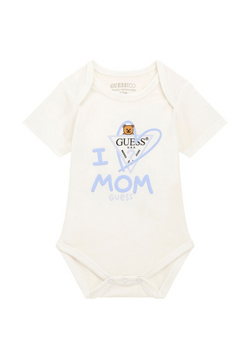 Set of 3 Pieces, 2 Blue Bodysuits with Short Sleeves and Shorts I love Mom & Dad H4GW03 Guess