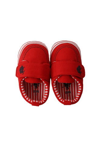 Red Sports Shoes with Velcro Closure and Logo 1810 V1 Us Polo Assn