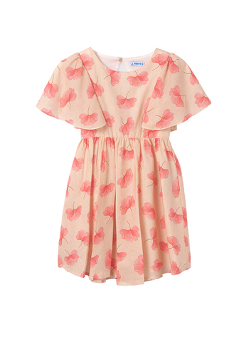 Cream Dress with Salmon Flower Print 6945 Mayoral