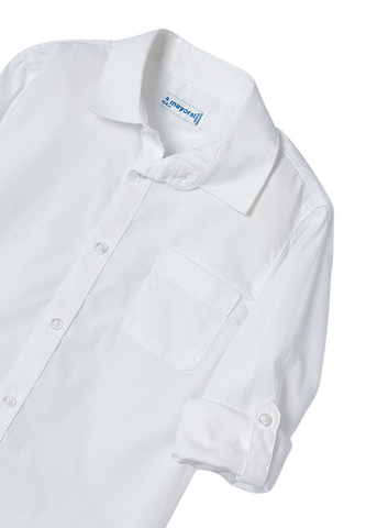 White Long Sleeve Cotton Shirt 140 Mayoral