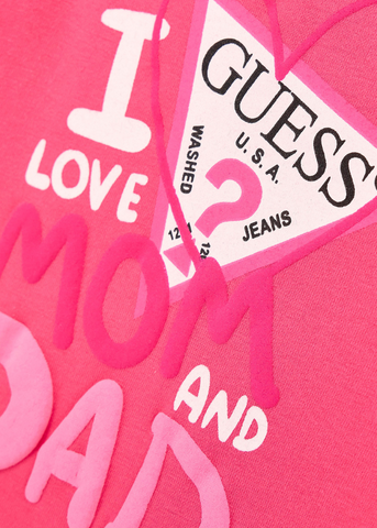 Set 2 Piese, Body Ciclamen cu Maneca Scurta I love Mom & Dad si Pantaloni Scurti H4GW07 Guess