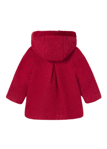 Coat for Girls, Red Fabric Loops with Hood 2416 Mayoral