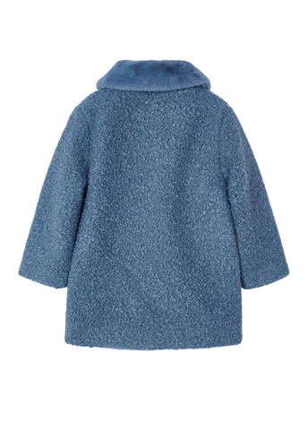 Coat for Girls, Blue Fabric Loops with Fur Collar 4409 Mayoral