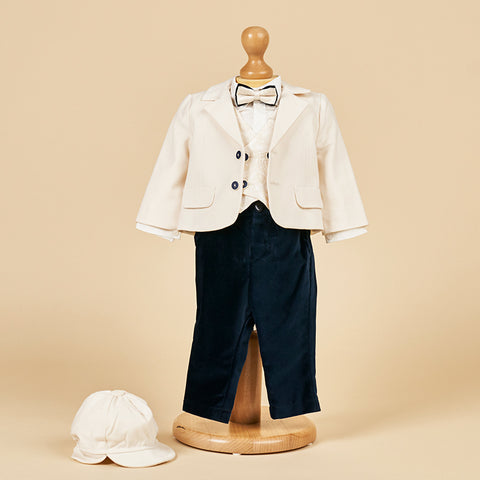 Boys Christening Suit Codrin Capucino Jacket Brocard Vest