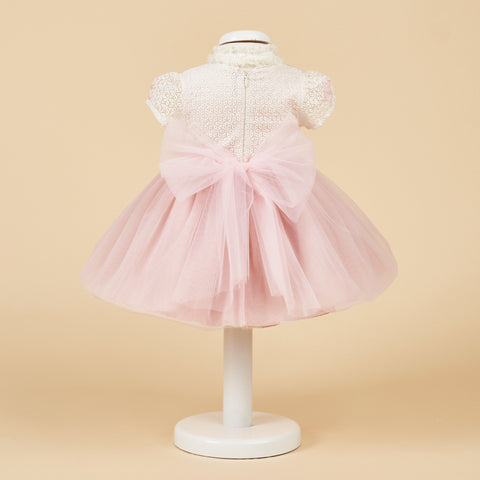 Baptism Dress Bust Lace Gradient Pink Tull Skirt AnneBebe