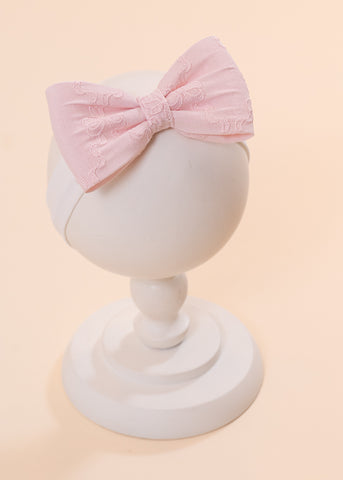 Elegant Headband Iris Pink Cotton Embroidery Bow AnneBebe