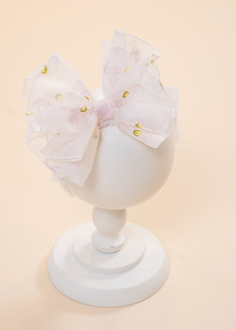 Elegant Headband Pink Organza Apple Flowers AnneBebe