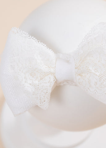 AnneBebe Miruna Cream Bow Headband with Lace