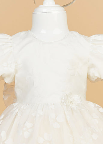 AnneBebe Elegant Cream Organza Dress with Cream Flowers