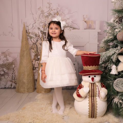 Elegant Snowflake Christmas Dress for Girls