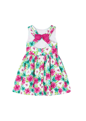 Dress with Straps on the Back with Green Flowers and Cyclamen Print 3919 Mayoral