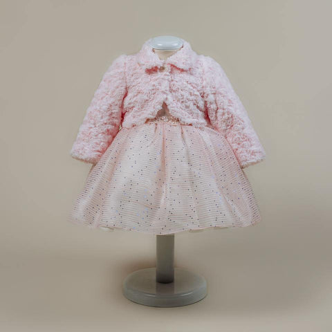 Girls Bolero Pink Fur with Collar AnneBebe