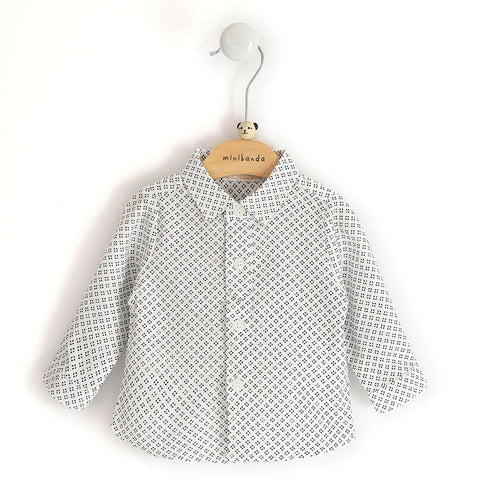 Cream Shirt With Long Sleeve Gray Print For Boys 5624 Miniband