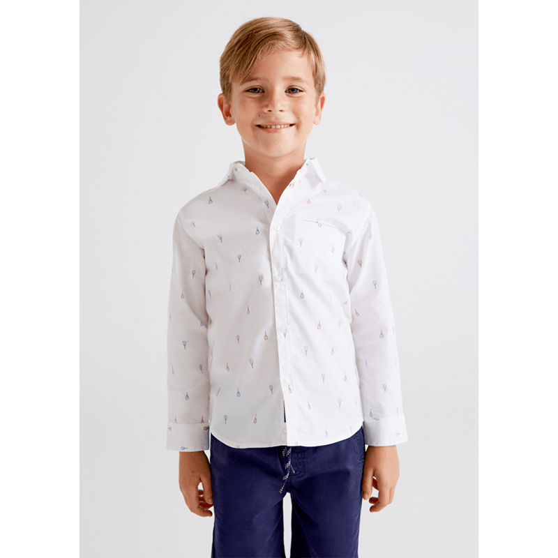 White Long Sleeve Shirt With Tennis Rackets Boys Mayoral 3123