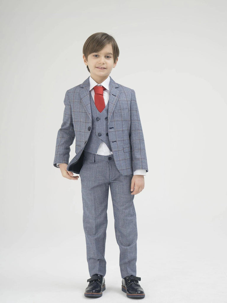 Костюм 5 предметів Blue Plaid Elegant Ceremony Boy LaKids Col 14 art 1765