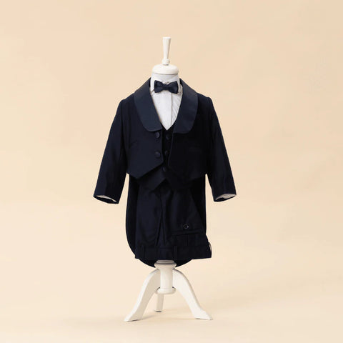 Elegant 5-Piece Boy's Suit With Bow Tie And Navy Blue Waistcoat LaKids 1640