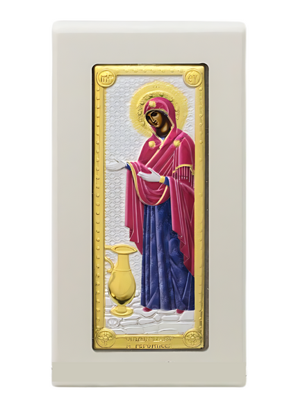 Icon Silver 925 with white wood Mother of God Gerontissa - Sporul Casei PW20-018