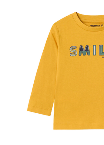 Blouse for Boys, Yellow with Long Sleeve and Inscription Smile 108 Mayoral