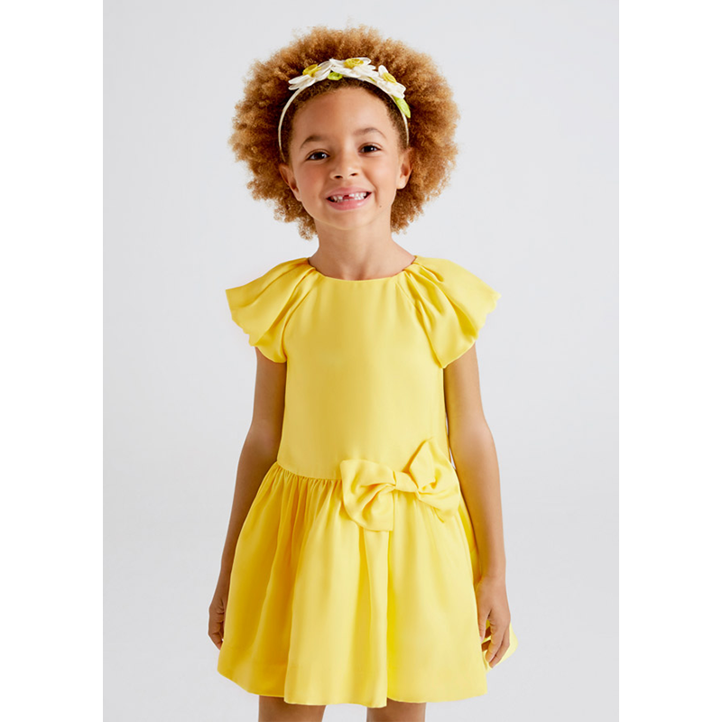 Yellow viscose dress with bow at the waist for girls Mayoral3922