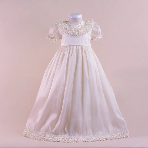 AnneBebe Baptismal Silk Ivory Catholic Dress