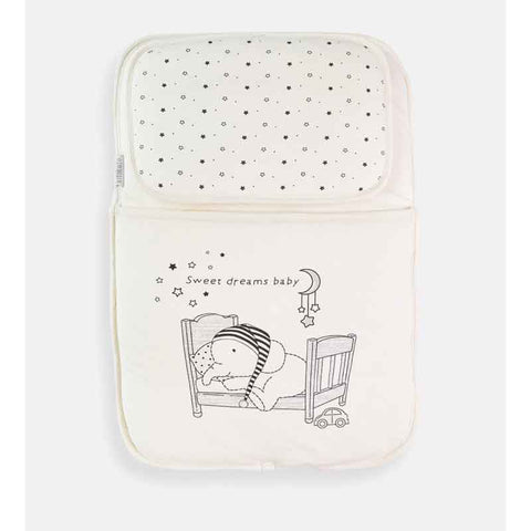 Baby carrier set with beige organic cotton pillow