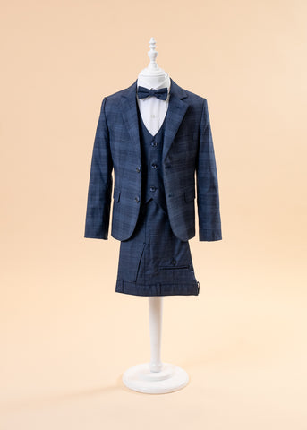 Elegant 5-piece Blue Plaid Suit 1809 LaKids