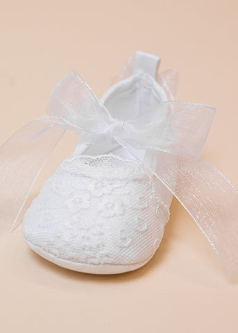 Balerini Ivory cu Dantela si Funda Organza 24116 Sinderella