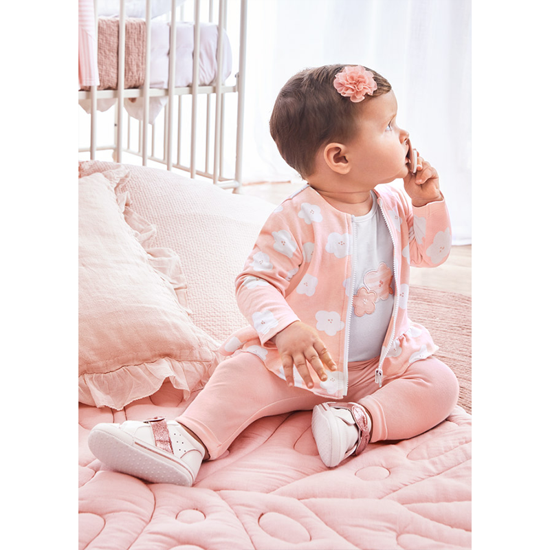 3 Piece Tracksuit Pink With White Flowers Girls Mayoral 1860