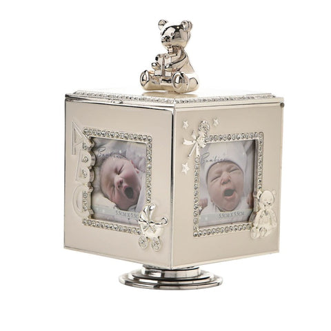 music box with silver plated photo frames