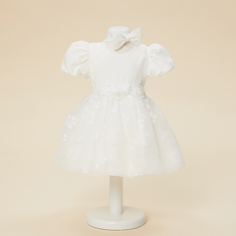 Christening Dress for Girls Andra Cream Organza Flowers Cream Annebebe