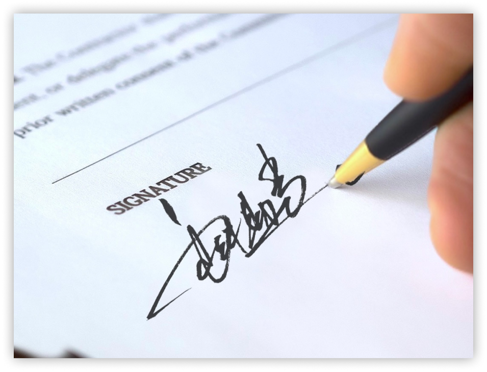 Signing the contract/approval