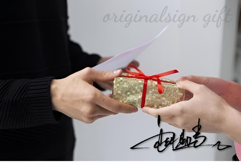 Image of giving an original signed gift