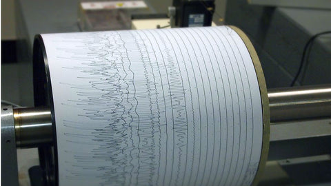 A seismograph recording data