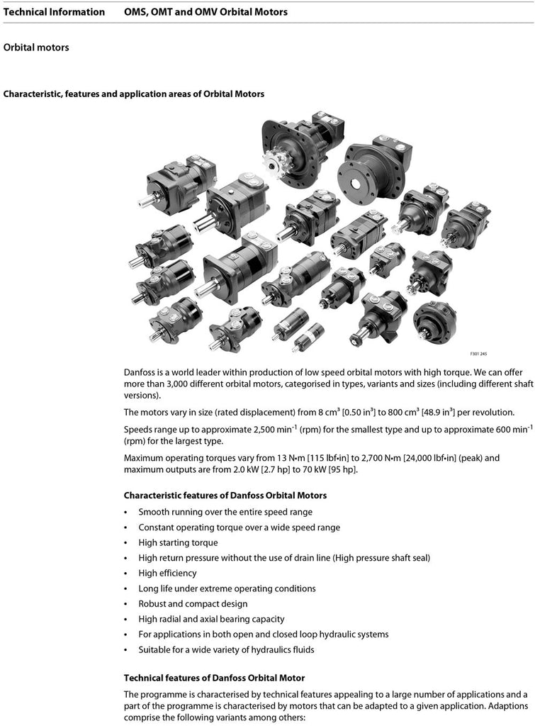Danfoss Hydraulic Orbital Motors OMS OMT OMV – Hydraulic Pump Zuosen