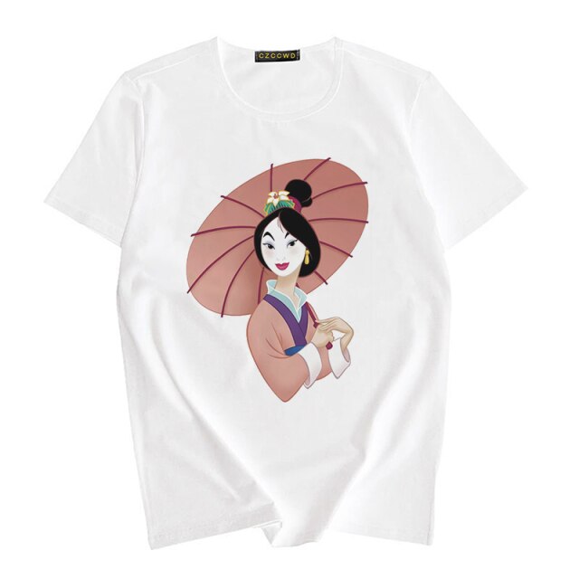 Women's T-shirts Ropa Mujer Tops Hua Mulan Print Tshirt Casual  Harajuku Clothes Vintage Aesthetic 2020 Summer Fashion T Shirt