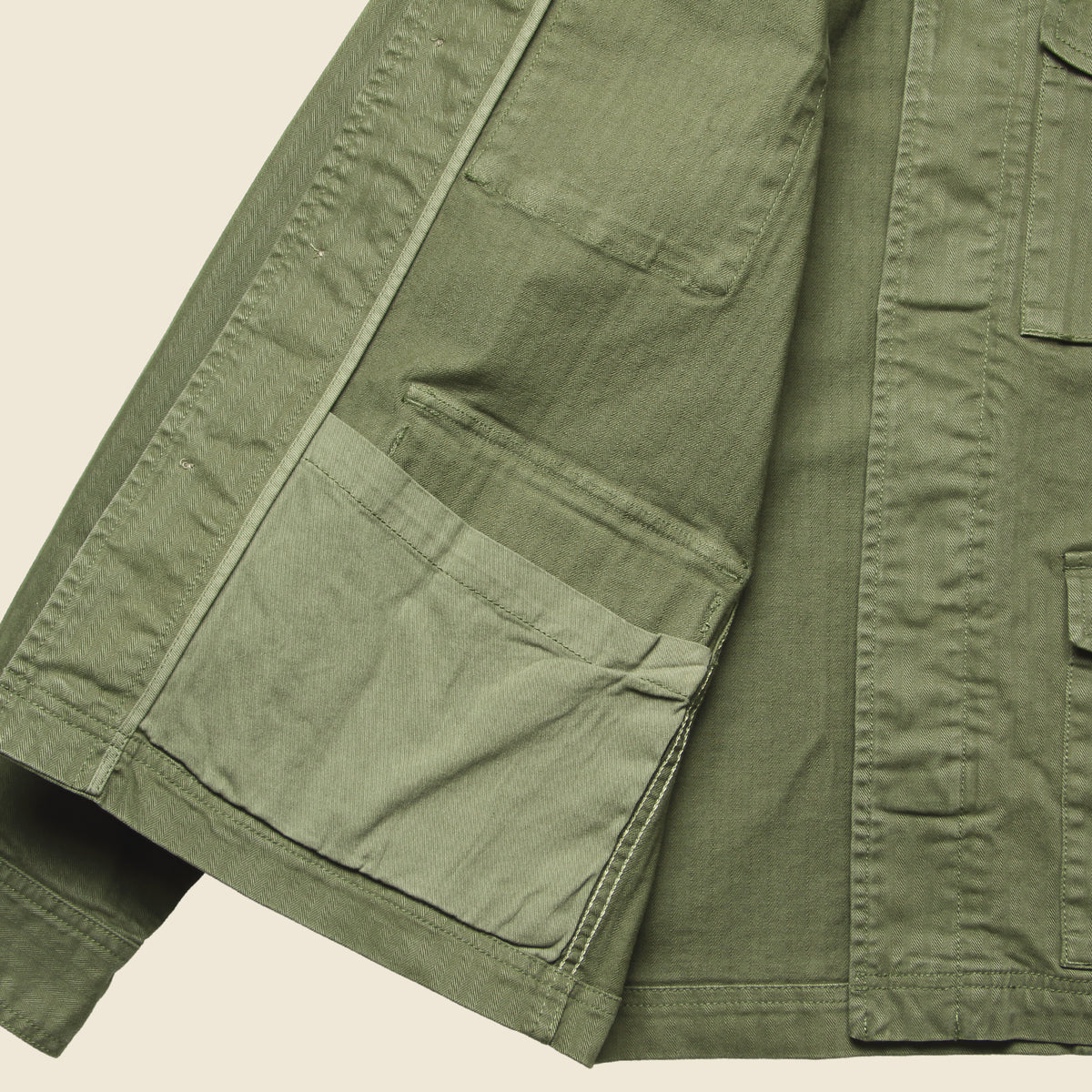 Herringbone Army Jacket - Olive