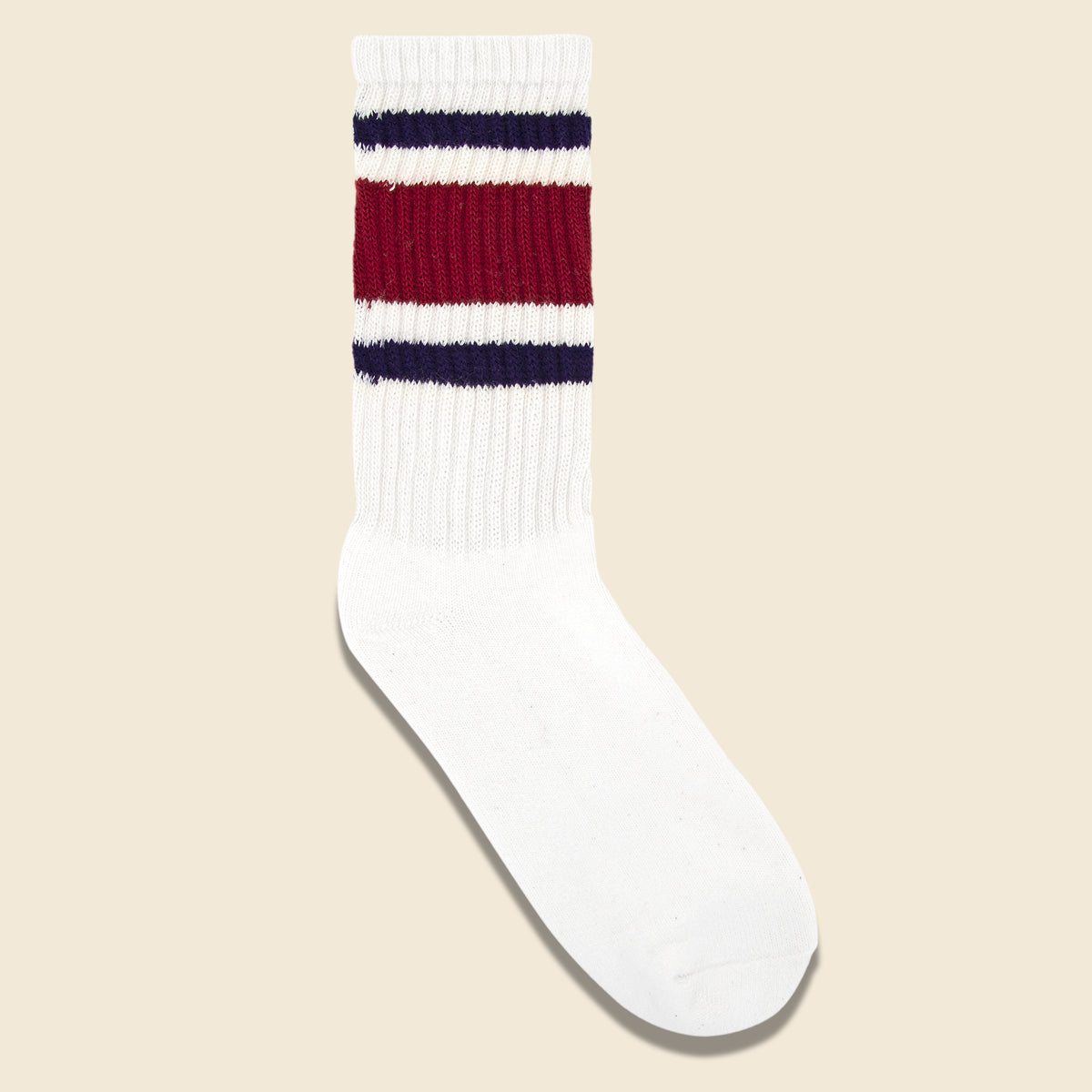 American Trench - Retro Stripe Crew Sock, FW20, Berry/Navy