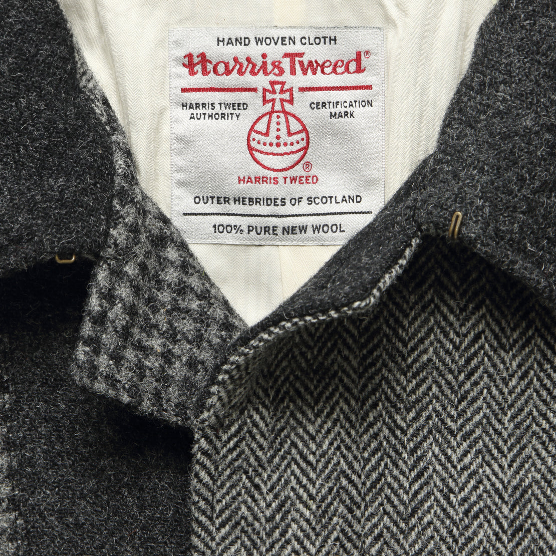concept jaloezie Snelkoppelingen Harris Tweed Patchwork Coat - Grey