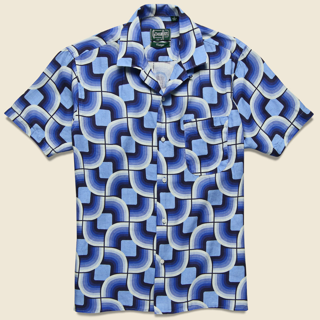 Gio Ponti Linen Camp Shirt - Blues