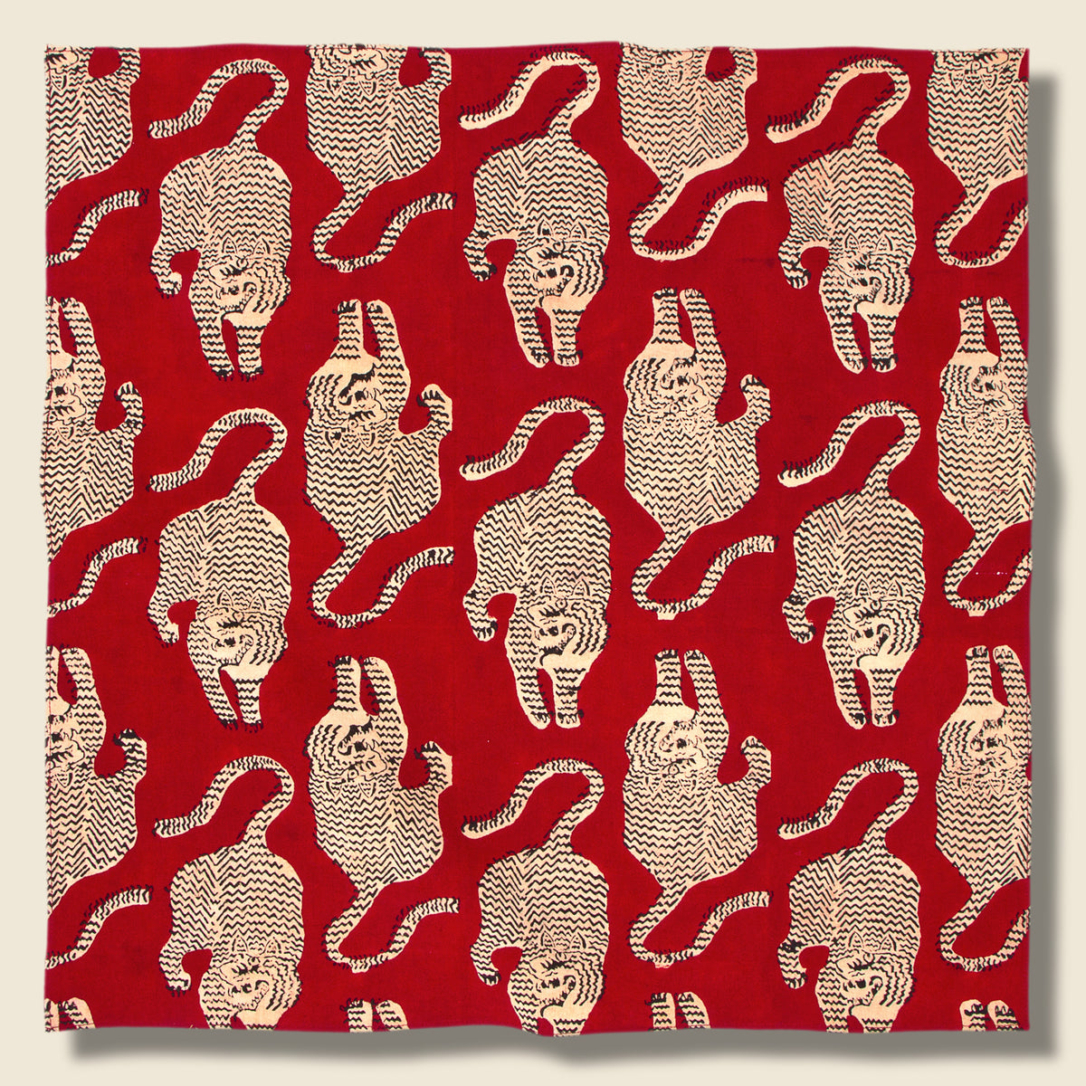 Block Print Tiger Bandana - Red