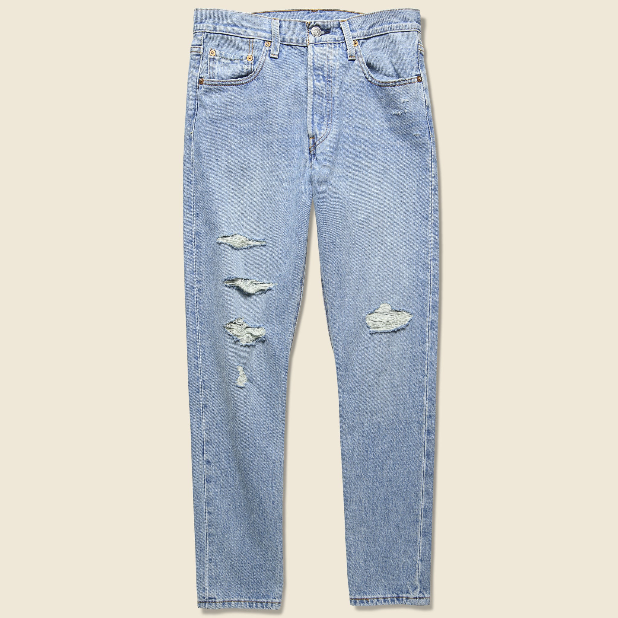 levi's 501 skinny distressed light wash jeans