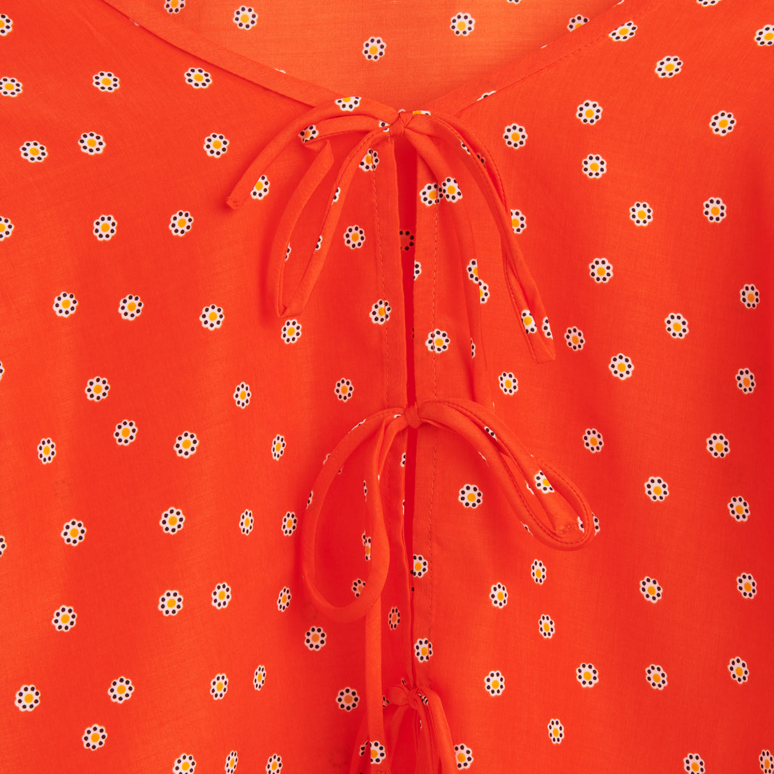 Fawn Tie Blouse - Daisy Enamel Orange
